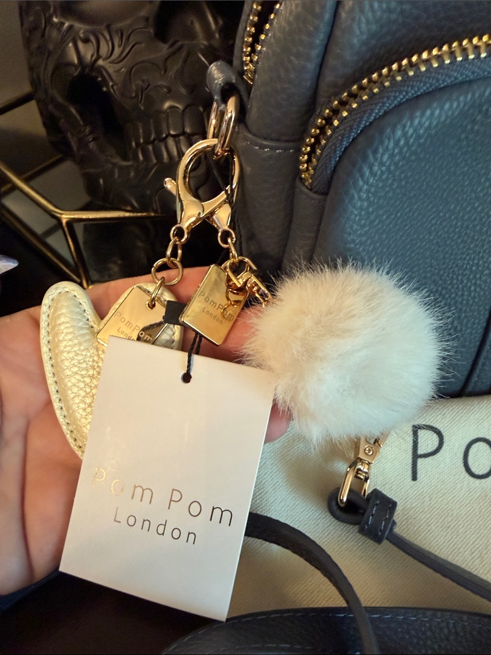 Pom Pom Slate Blue Leather Crossbody Bag with wallet Original Plus - Picture 2 of 15